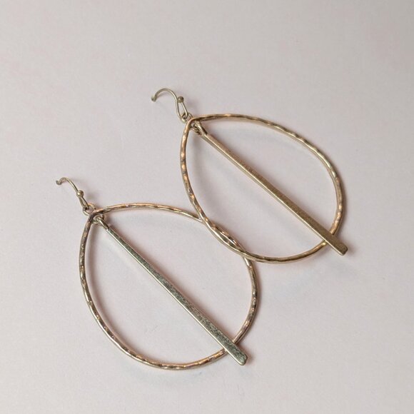 Gold OR Silver Teardrop Hammered Hoop Earrings with Metal Tassel Fishhook - Picture 6 of 8